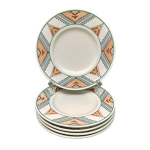 Set/5 Mikasa Saucers Intaglio Santa Fe 6.5" CAC24 Southwest Design